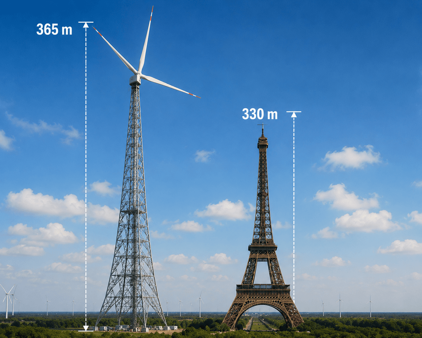 Cea mai înaltă turbină eoliană din lume va depăși Turnul Eiffel. Gigantul de 365 de metri costă 25 de milioane de euro